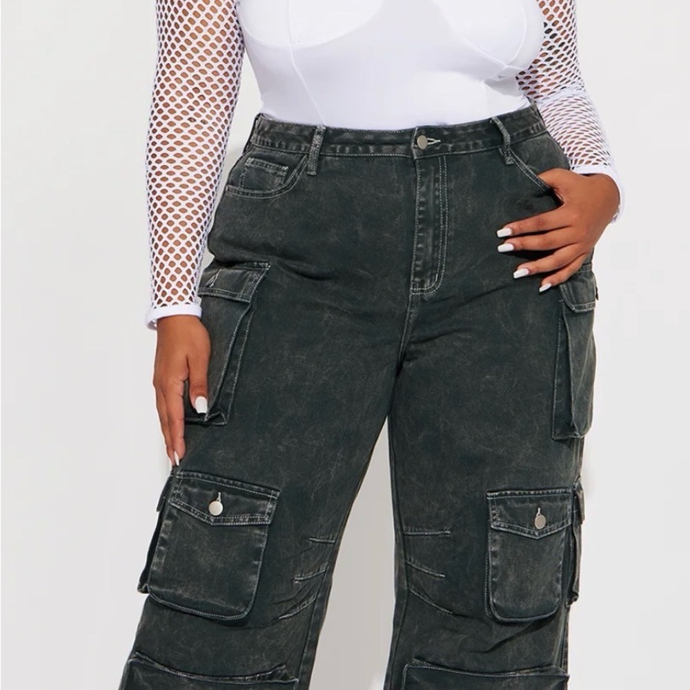 Fashion Nova  Lily High Rise Cargo Jeans